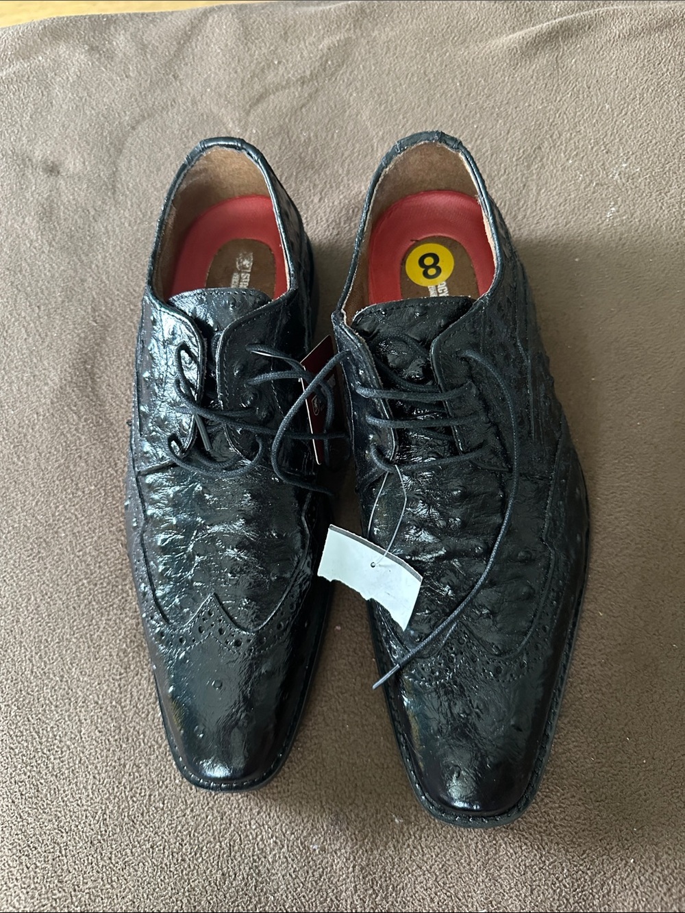 Stacy Adams Black Gloss Wingtip Lace-Up Oxfords